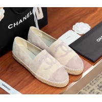 Charming Chanel Suede Espadrilles Flat Grey 425013