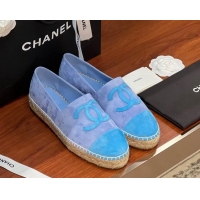 Best Price Chanel Suede Espadrilles Flat Blue 425015