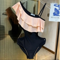 ​Low Cost Chanel Swimwear with Ruffles 0509 Peach Pink/Black 2024