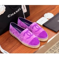 Stylish Chanel Suede Espadrilles Flat Purple 425017