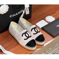 Perfect Chanel Suede Espadrilles Flat Grey/Black 425018