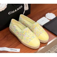 Grade Quality Chanel Tweed & Lambskin Espadrilles Flat G29762 Yellow 425020