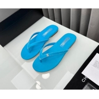 Pretty Style Chanel Velvet Flat Thong Slide Sandals with Crystal CC G45716 Light Blue 425040