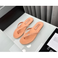 Low Cost Chanel Velvet Flat Thong Slide Sandals with Crystal CC G45716 Peachy Pink 425042