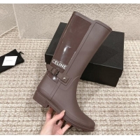 Shop Cheap Chanel Rubber High Rain Boots with Buckle Brown 425064