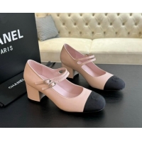 Original Cheap Chanel Lambskin Mary Janes Pump with Double Buckle Strap Pink 0425084