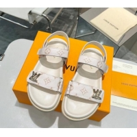 Low Cost Louis Vuitton LV Sunset Flat Comfort Sandals in Monogram Canvas White 426032