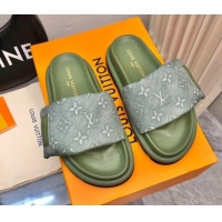 Good Quality Louis Vuitton Pool Pillow Comfort Slide Sandals in Monogram Jacquard Green 0426039