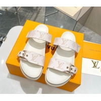 Classic Hot Louis Vuitton LV Sunset Flat Slide Sandals in White Monogram Canvas 426044