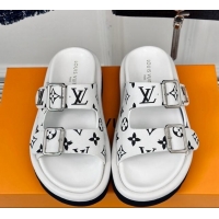 Sumptuous Louis Vuitton Double Buckle Strap Sandals in Monogram Canvas White 426045