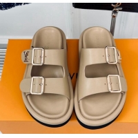 Grade Quality Louis Vuitton Double Buckle Strap Sandals in Calfskin Beige 426050