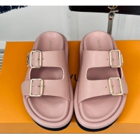 Shop Duplicate Louis Vuitton Double Buckle Strap Sandals in Calfskin Light Pink 426051