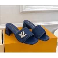 Grade Quality Louis Vuitton Shake Slide Sandals 5.5cm in Blue Denim 426055