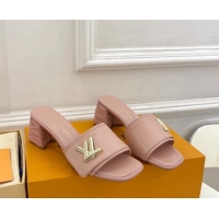 Best Price Louis Vuitton Shake Slide Sandals 5.5cm with Quilted Heel in Calfskin Light Pink 426056