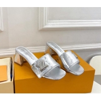 Low Price Louis Vuitton Shake Slide Sandals 5.5cm in Snakeskin Embossed Calfskin Silver 426062