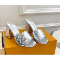 Trendy Design Louis Vuitton Shake Slide Sandals 9cm in Snakeskin Embossed Silver 426070