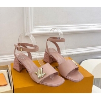 Purchase Louis Vuitton Shake Strap Sandals 5.5cm with Quilted Heel in Calfskin Light Pink 426074