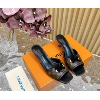 Top Sales Louis Vuitton Monogram Canvas Heel Slide Sandals 6cm with Velvet Bow Brown 426092