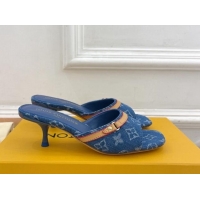 Good Product Louis Vuitton Neo Revival Heel Slide Sandals 5cm in Dark Blue Monogram Denim 426112