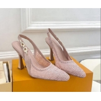 Unique Style Louis Vuitton Sparkle Slingback Pumps 9.5cm in Monogram Flowers Lace Pink 426135