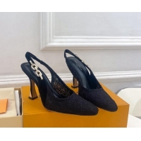 Shop Duplicate Louis Vuitton Sparkle Slingback Pumps 9.5cm in Monogram Flowers Lace Black 426137