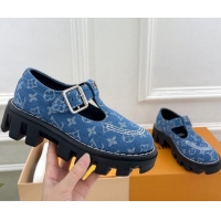 Durable Louis Vuitton LV Checker Platform Mary Janes in Monogram Blue Denim 426143