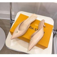 Low Price Louis Vuitton Stellar Heel Mules 4cm in Patent Leather Nude Pink 0426150