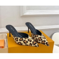 Charming Louis Vuitton Stellar Heel Mules 7cm in Leopard print 426153