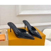 Classic Hot Louis Vuitton Stellar Heel Mules 7cm in Patent Leather Black 426159