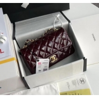 Top Grade Chanel Classic MINI Flap Bag Patent Leather A1116 Burgundy