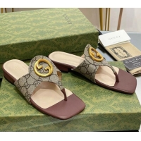 Pretty Style Gucci Blondie Flat Slide Thong Sandals in Canvas with Interlocking 427038