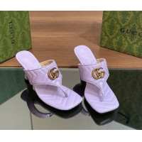 Unique Style Gucci Double G Thong Slide Sandals 5.5cm in Chevron Leather Purple 427048