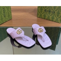 Pretty Style Gucci Double G Flat Thong Slide Sandals in Chevron Leather Purple 427057