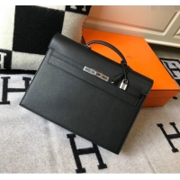 Most Popular Hermes Men's Kelly Messenger Bag 38cm in Togo Calfskin H0204 Black (Half Handmade)