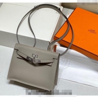 Super Quality Hermes Kelly Danse Bag 22cm in Evercolor Leather Pitch H1501 Grey/Silver (Half Handmade)