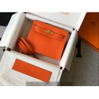 Reasonable Price Hermes Kelly Danse Bag 22cm in Evercolor Leather H1501 Orange (Half Handmade)