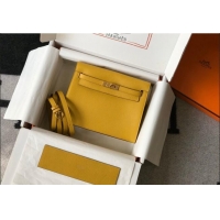 Inexpensive Hermes Kelly Danse Bag 22cm in Evercolor Leather H1501 Amber Yellow (Half Handmade)