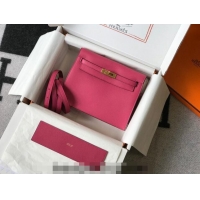 Promotional Hermes Kelly Danse Bag 22cm in Evercolor Leather H1501 Fushcia Pink (Half Handmade)