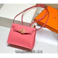 Top Design Hermes Kelly Danse Bag 22cm in Evercolor Leather H1508 Lipstick Pink/Gold (Half Handmade)