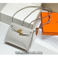 Free Shipping Hermes Kelly Danse Bag 22cm in Evercolor Leather H1508 Pearly Grey/Gold (Half Handmade)