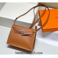 Traditional Discount Hermes Kelly Danse Bag 22cm in Evercolor Leather H1508 Brown/Silver (Half Handmade)