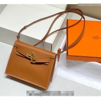 Well Crafted Hermes Kelly Danse Bag 22cm in Evercolor Leather H1508 Brown/Gold (Half Handmade)