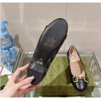 Purchase Gucci Horsebit Flat Ballet in GG Canvas and Leather Black 427075