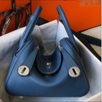 ​Buy Inexpensive Hermes Mini Lindy 21cm in Original Calf Leather H3043 Blue