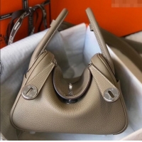 Buy Discount Hermes Mini Lindy 21cm in Original Calf Leather H3043 Dove Grey