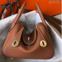 Perfect Cheap Hermes Mini Lindy 21cm in Original Calf Leather H3043 Brown