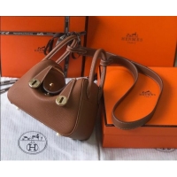 Perfect Cheap Hermes Mini Lindy 21cm in Original Calf Leather H3043 Brown