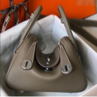 Inexpensive Hermes Mini Lindy 21cm in Original Calf Leather H3043 Elephant Grey