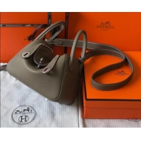 Inexpensive Hermes Mini Lindy 21cm in Original Calf Leather H3043 Elephant Grey