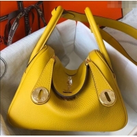 New Design Hermes Mini Lindy 21cm in Original Calf Leather H3043 Yellow